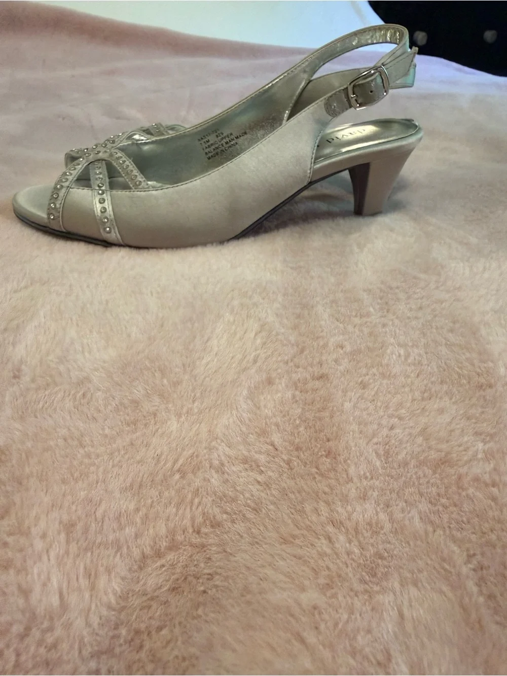 Davids Bridal Silver Embellished Slingback Sandals